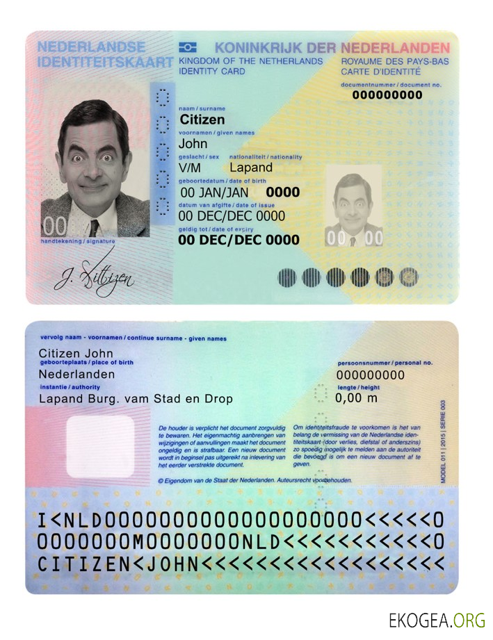 Carte d'identité des Pays-Bas template Carte d'identité des Pays-Bas template